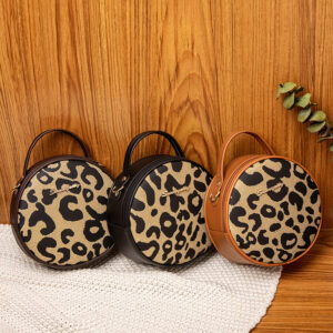 Ladies Handbag 2026 For Women Korean Style Trendy Shoulder Leopard Print Small Round Bag