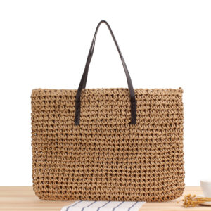 Large capacity casual straw single shoulder solid color hand-woven bag system