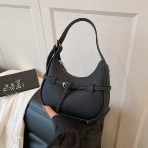 French Style Underarm For Women 2026 New High-End Niche Lychee Texture Crescent Casual Versatile Shoulder Crossbody Bag