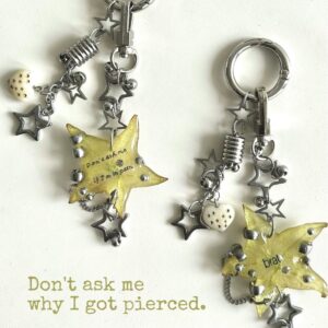 Starfruit Star Perforated Nail Epoxy Resin Bag Charm Keychain Simulation Series Niche Hanger