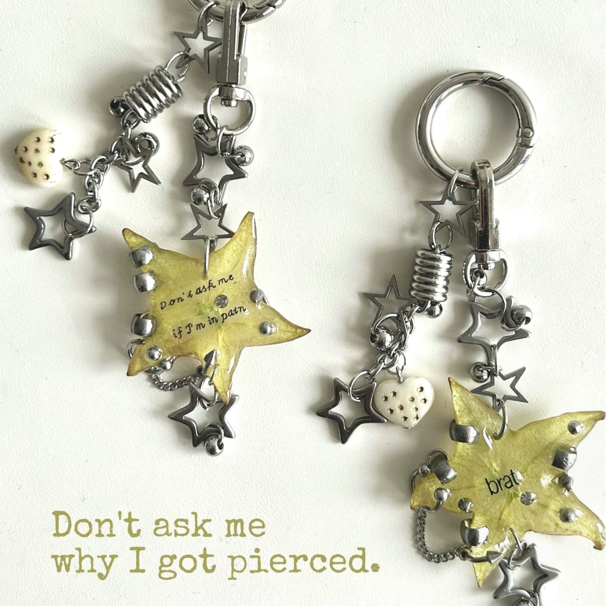 Starfruit Star Perforated Nail Epoxy Resin Bag Charm Keychain Simulation Series Niche Hanger