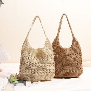 Woven Three-layer Hollow Flower Shoulder Straw Large Capacity Tote Braided Holiday Beach Women’s Bag