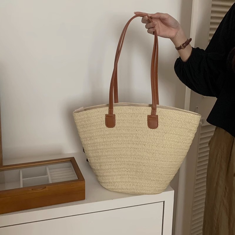 Straw For Women Large Capacity 2026 New Vacation Beach Woven Bucket Commuter Tote Bag Trendy - Image 3