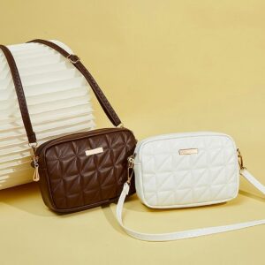 PU Women’s Hot Item Trendy Embroidered Plaid Body Small Square Fashionable And Simple Mobile Phone Camera Bag