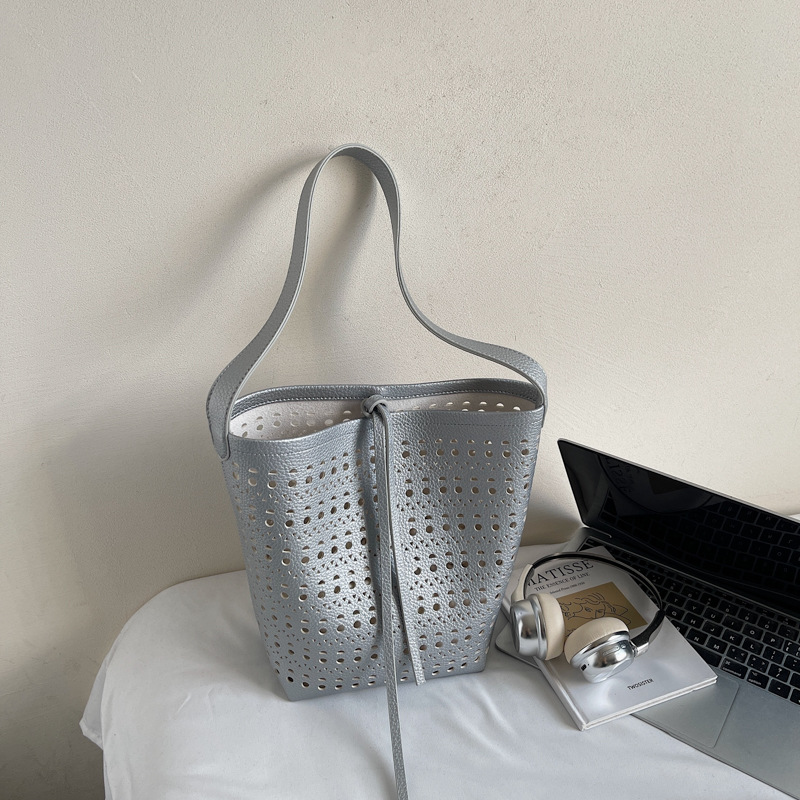 Women's Crossbody Cute Unique Hollow Design Shoulder Underarm Bucket Bag Summer Style Trendy Handbag - Image 7