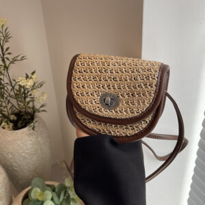 Bags Popular New Women’s Personality Texture Wholesale Small Square Contrast Color Mini Splicing Woven Bag