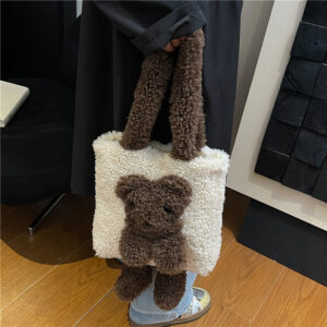 Plush Tote Women – Cute Stylish Shoulder Bag With Soft Fur, Magnetic Closure, Phone Pocket, Perfect For Daily Use And