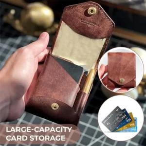 Waterproof Multifunctional Compact Wallet Handmade PU Leather Built-in Pen Slot Front Pocket Wallets Money Clip Travel