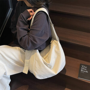 Large Capacity Canvas Crossbody Women 2026 New Style Ladies Tote Dumpling Commuter Cloth Single Shoulder Bag For Men
