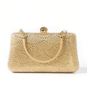 Fashion New Evening Bag Handmade Iron Box Inlaid With Rhinestones Crossbody Clutch Bride