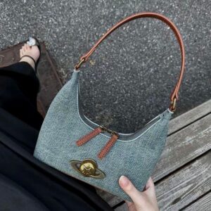 Women’s Light Luxury Denim Shoulder Bag – Retro Crossbody Purse With Zipper Closure, Small Handbag For Daily Outfits,
