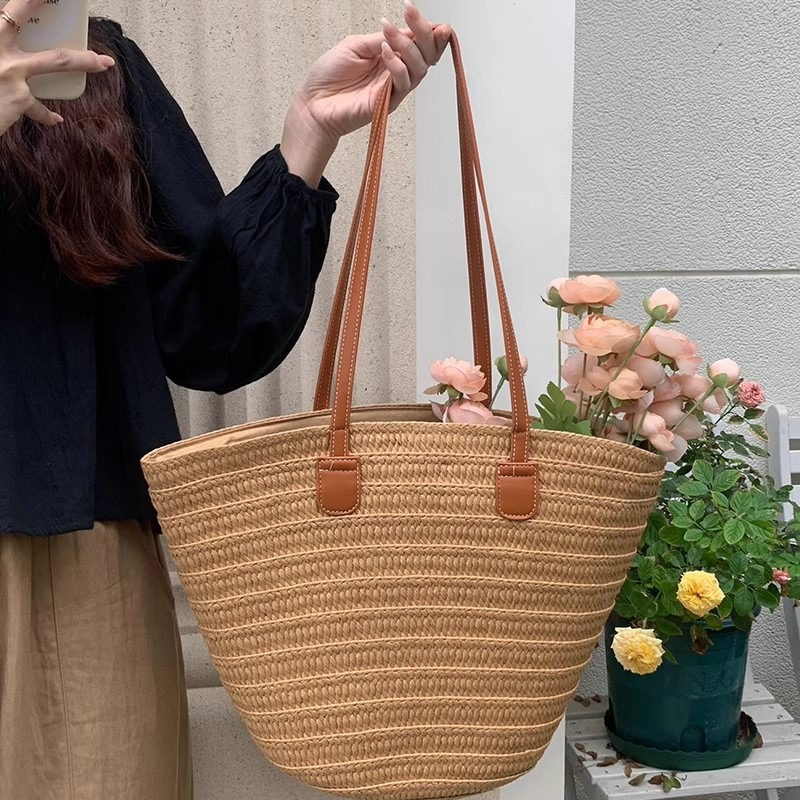 Straw For Women Large Capacity 2026 New Vacation Beach Woven Bucket Commuter Tote Bag Trendy - Image 2