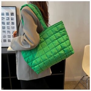 Cross-Border Plaid Jacket For Women 2026 New Large Capacity Down Cotton Single Shoulder Underarm Commuter Handb Tote