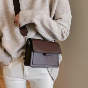 Women Small Square Retro Versatile Wide Strap Large Capacity Casual Portable Female One Shoulder Crossbody Bag