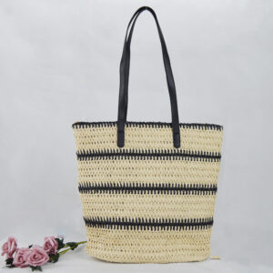 Large capacity mom shopping handbag, multifunctional handmade grass woven bag, women’s summer shoulder bag