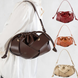 2026 New Spring/Summer Fashion Woven Rivet Drawstring Crossbody Shoulder Bag For Women
