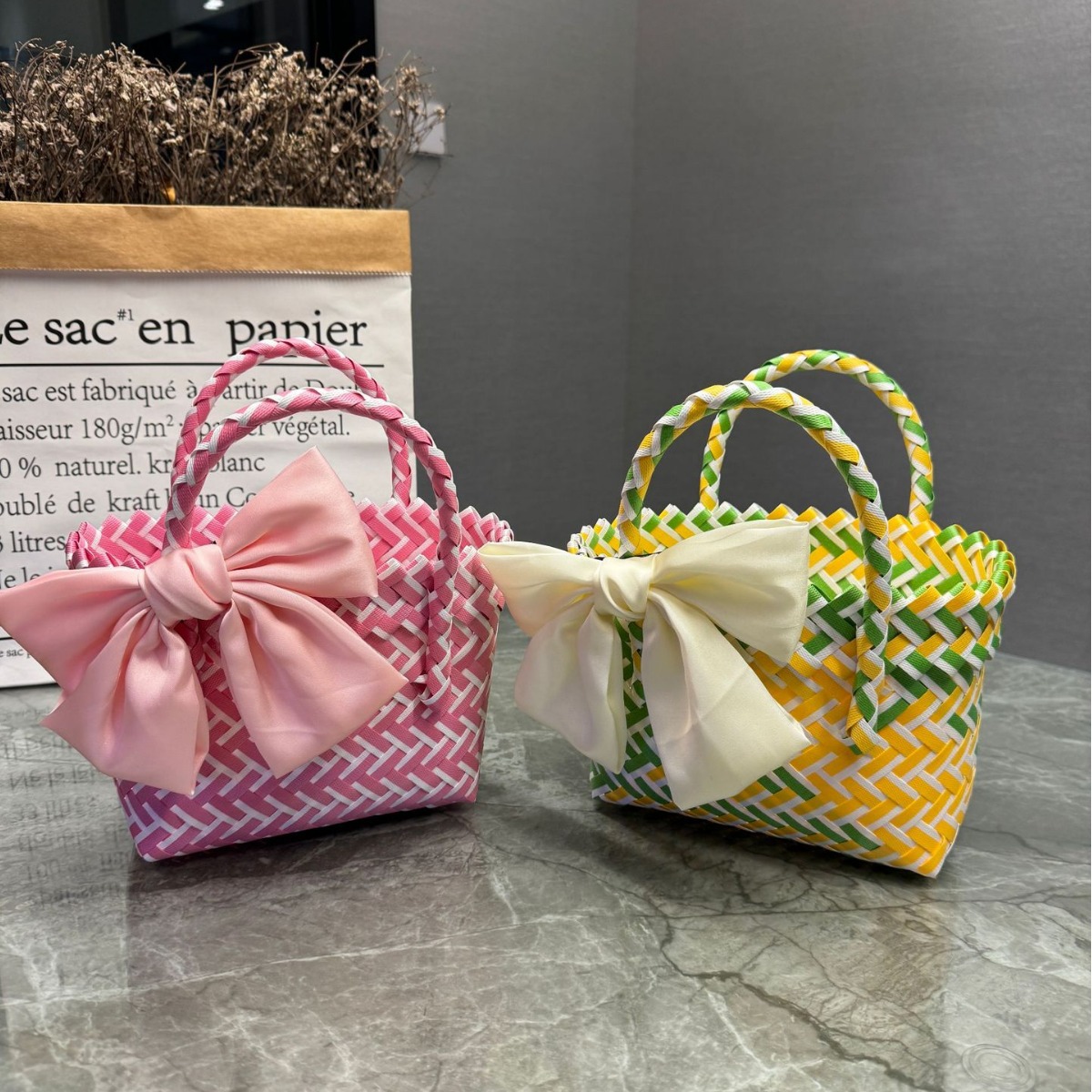 New Plastic Handbag Woven Gift Basket Beach Bag For Women - Image 2