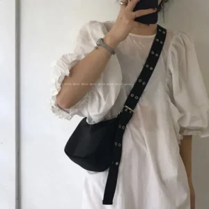 Er Y Small Shoulder Strap Sling Handbag Womens Chain Black Cross Body Y2K Techwear Gothic 240904