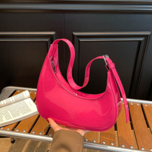 Cross-border European And American Women’s Underarm 2026 New Model Oil Wax Leather Design Crescent Light