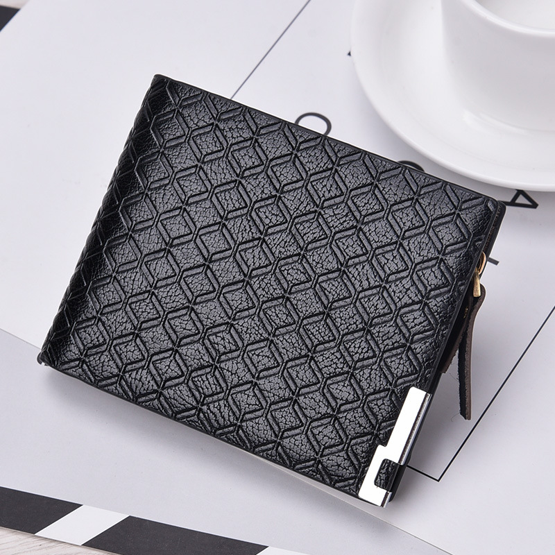 Multi-Card Slot Business Short Plaid Horizontal Coin Purse Zipper Wallet Men's Card Holder - Image 2