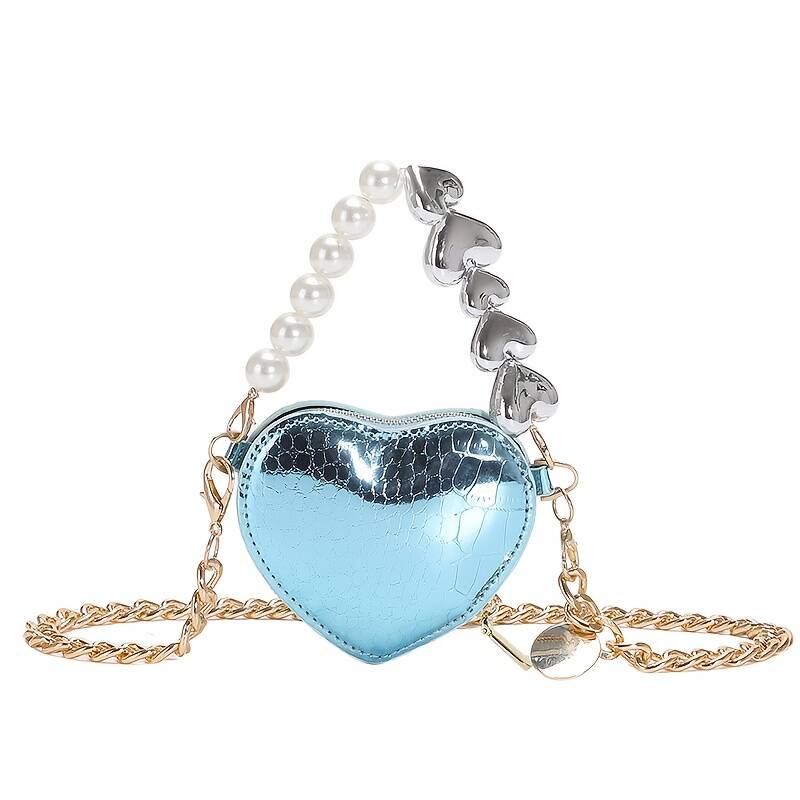 Y2K Metallic Snake Print Heart Shaped Party Handbag Ladies Dual Strap Shoulder Bag - Image 12