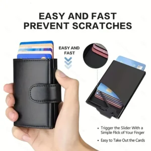 RFID Mini Mens Wallet Automatic Pop-up Card Holder With Coin Pocket 250701