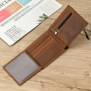 Crazy Horse 70% Off Men Genuine Leather Short With Coin Slot Multiple Card Slots Wallet