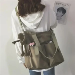 Women Canvas Single Shoulder Large Capacity Hand Bucket Bag Female Crossbody Bags Casual Tote Purses Waterproof Oxford