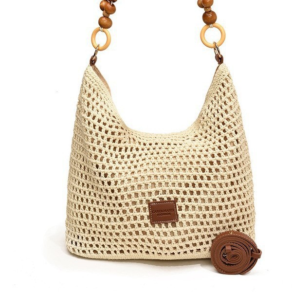 Beach Vacation Woven For Women 2026 New Hollow Knit Handbag Large Capacity Shoulder Underarm Bag - Image 5