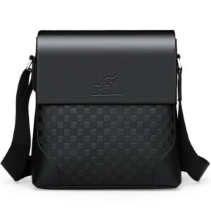 Checkerboard Retro Leather Men Shoulder Crossbody Bag, Foreign Trade Direct Sales Cover Bag