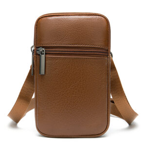 First Layer Cowhide Men’s Casual And Lightweight Vertical Mobile Phone Waist Small Belt Bag