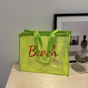 Mesh Transparent Shopping Large Capacity Grid Shoulder Women’s Beach Bag Fashion Versatile Crossbody Portable