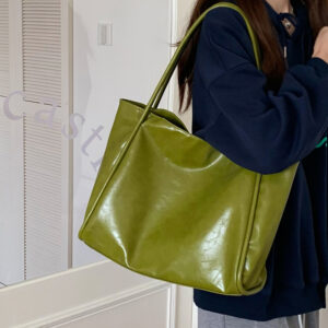 New Korea Style Big Shoulder Tote Simple Design Large Capacity Girl Women Casual Shopping Underarm Bag