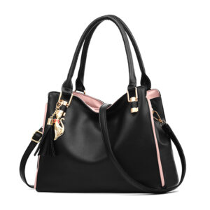 Soft Leather Women’s Mother’s Bag, Color Blocked, Simple, Trendy, Casual, Hand-held, Diagonal Cross Large Bag