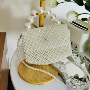 Single Shoulder Crossbody Large Decoration Quality Fashion Pearl Fresh Women’s Handbag Square Bag Versatile Woven