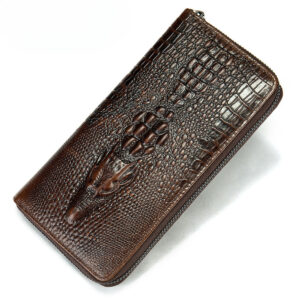 Long Made Of Genuine Leather With Crocodile Pattern, Business Multi Card Holder, Hand-held Bag Cover, Layer Cowhide