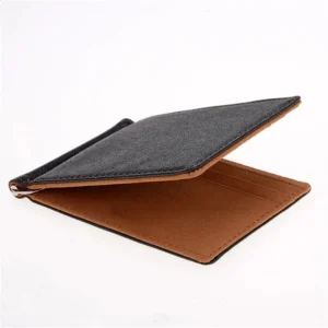 Leather Men Clips Metal Solid Wallets Credit Dollar Purses Money Portafoglio Wallet For Male Minimalist Card Holder