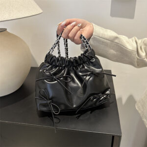 Niche Pleated Design Handbag For Women 2026 Spring Summer New Simple Versatile Bucket Fashion Chain Crossbody Bag
