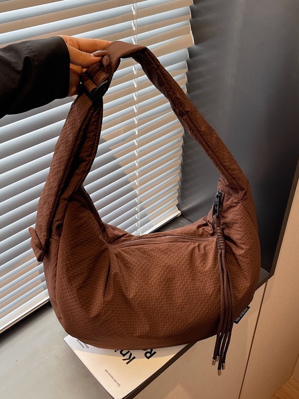 High-End Niche Simple Plaid Dumpling 2026 New Lightweight Casual Large Capacity Cloth Crossbody Bag Trendy