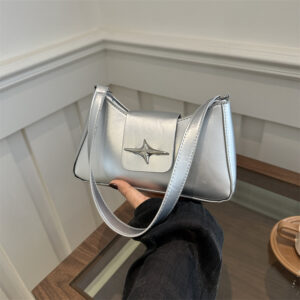 2026 Summer New Textured Underarm Baguette For Women, Niche Design Trendy Lock Shoulder Crossbody Bag