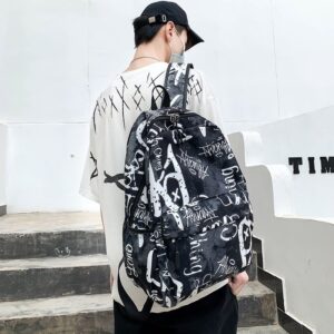 Fashion Men Backpack Cool School Bags For Teenager Boys Camouflage Text Student Book Bag