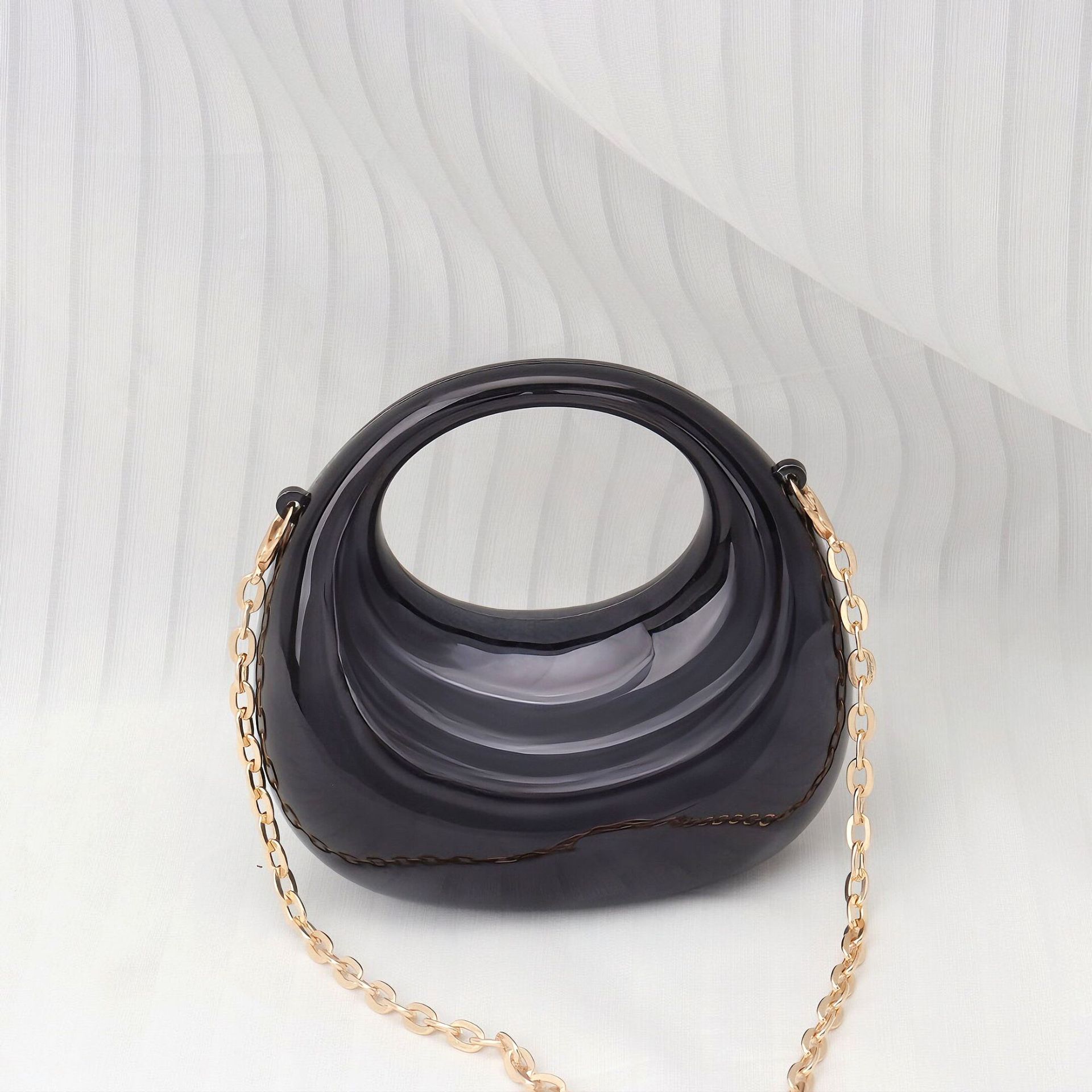 Creative Mini Handheld Crescent 2026 Evening Textured Acrylic Shoulder Bag Chain Crossbody - Image 9