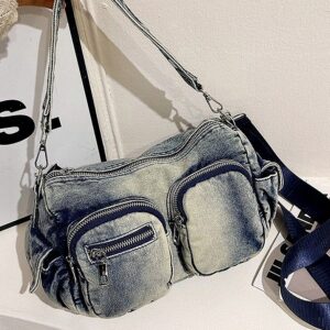 Men’s Chest Waist Bags Fashion Large-capacity Jeans Do Old Wind Multi-pocket Shoulder Messenger Bag Girls’ Leisure Bags.