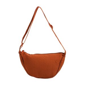 Orange Crescent Sling Bag Ladies Casual Nylon Crossbody Hobo Daily Commute Shoulder Purse