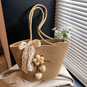 Woven Bag, Straw Women, Large-capacity Handbag Beach Vacations, Shoulder Tote Bag For Stall Sales