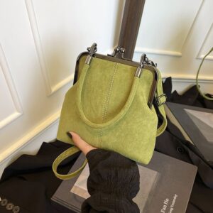 2026 New Fashionable Niche Suede Buckle Color Blocking Bag For Women Versatile Stylish Shoulder Crossbody Handbag