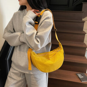 Large Capacity Dumpling For Women 2026 New Lightweight Wide Strap Crossbody Nylon Canvas Commuter Sports Cycling Bag