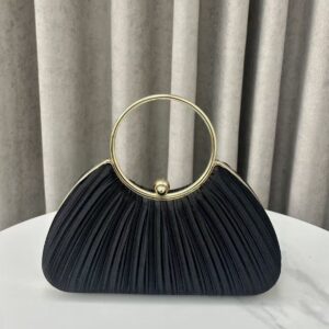 New Pleated Evening Women’s Socialite Elegant Party Dress Bag Clutch Ring Handbag