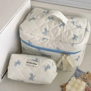 Korea Bow Print Womens Large Capacity Portable Box Used As A Travel Toilet Makeup Storage Bag Y241023
