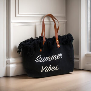 Korean Style Fresh Handbag New Canvas Embroidered Versatile Tassel Women Woven Beach Tote Bag